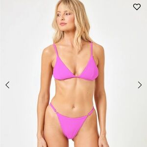 L*Space Pink Ribbed Bikini Set DD/M